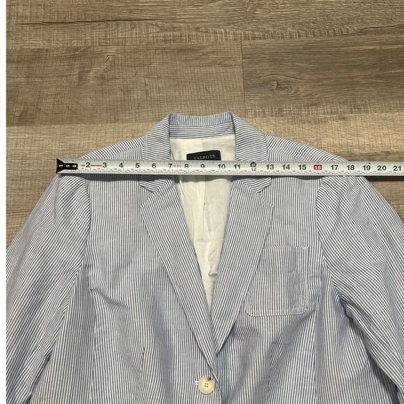 Talbots Size 16 Linen Cotton Blend Blazer Jacket Striped Professional Work Top - Picture 7 of 8